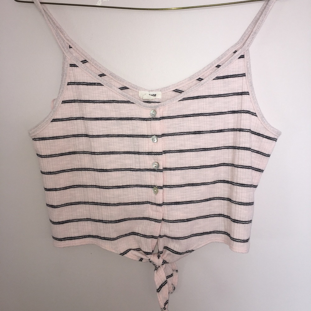 Garage tie front cropped tank